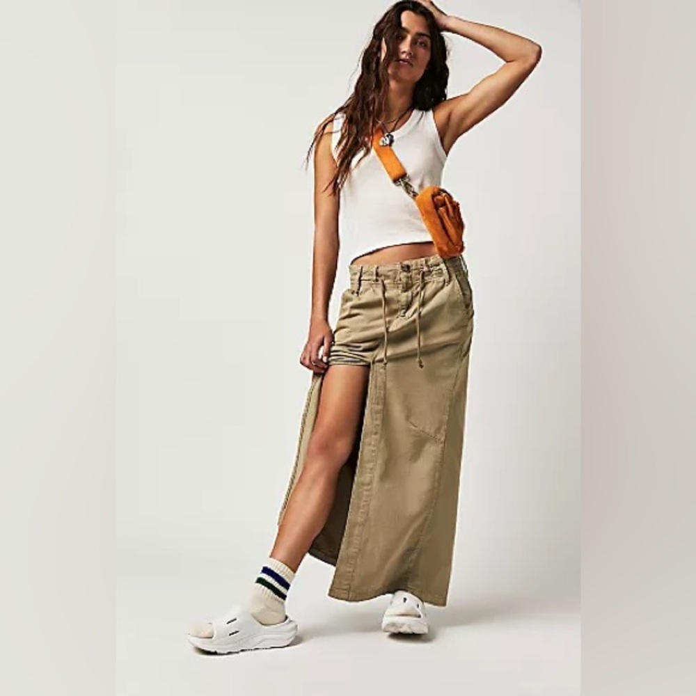NWOT - Free People Casual Tan Maxi Skirt
